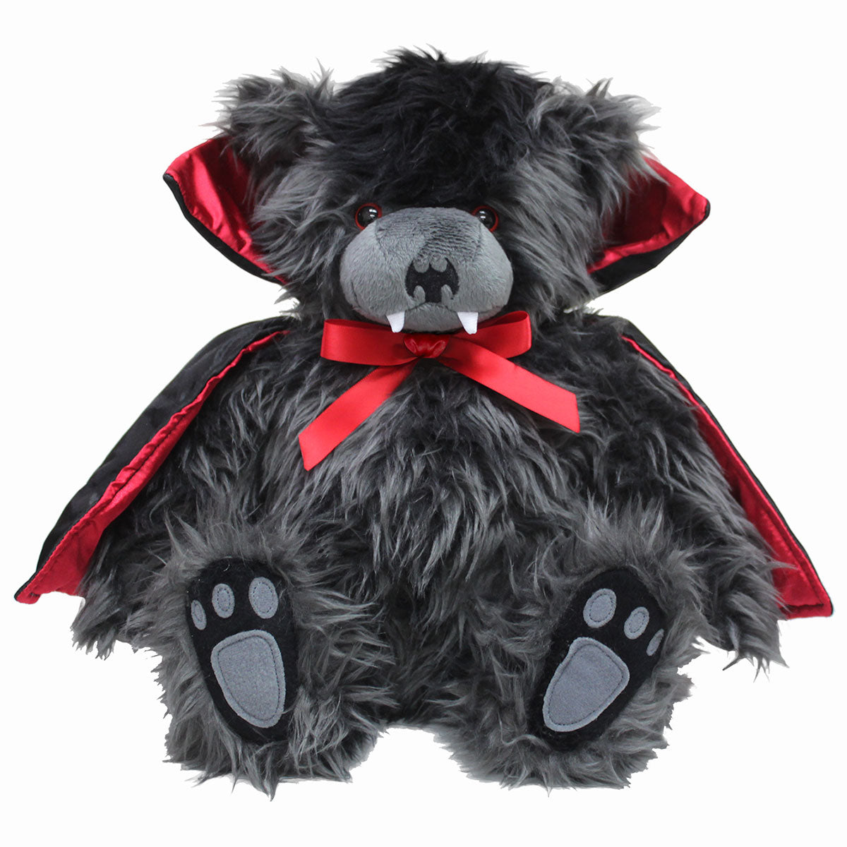 Ted The Impaler gothic  12 inch Collectable Teddy Bear in Black by Spiral Clothing - Front view
