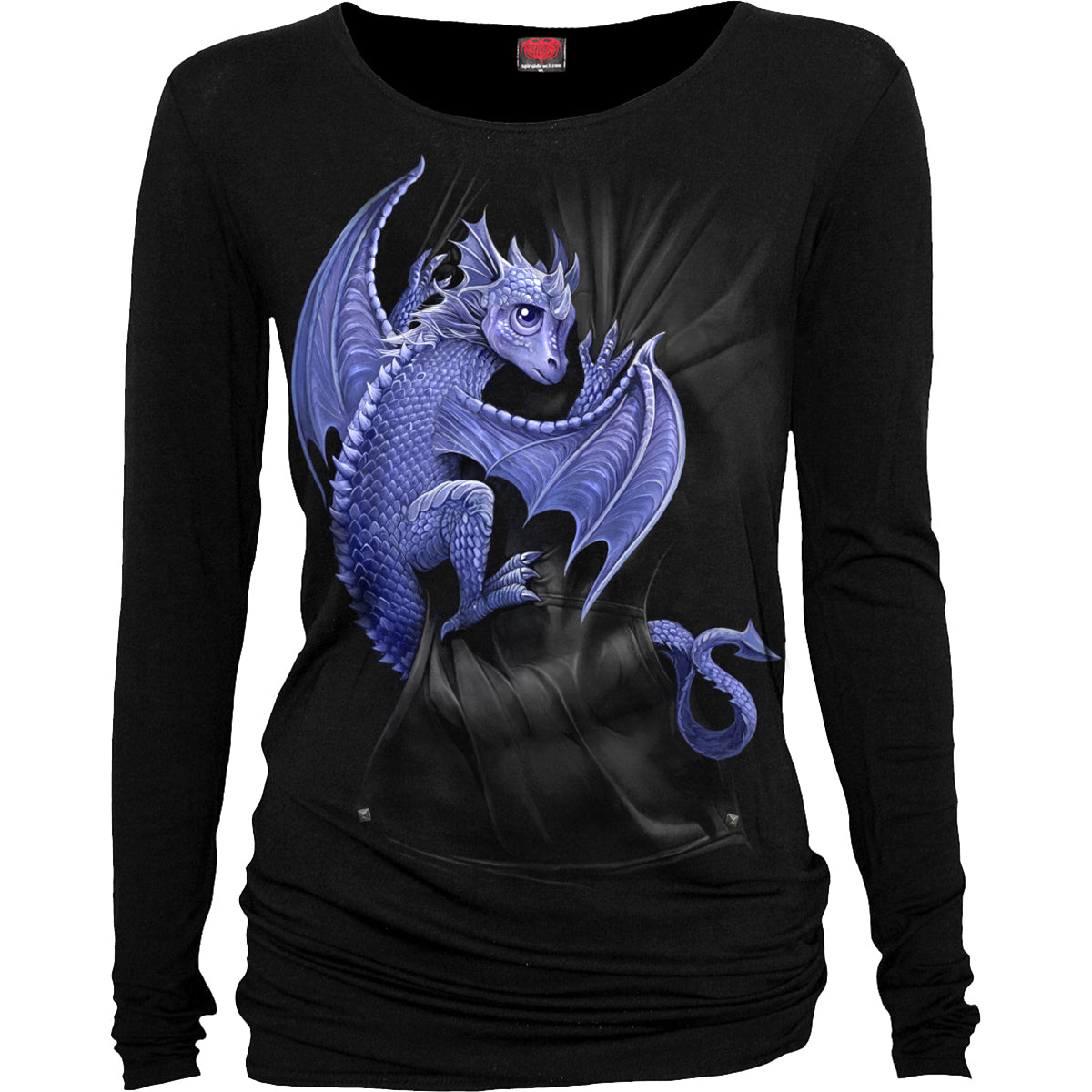 Pocket Dragon gothic Baggy Top in Black by Spiral Clothing 