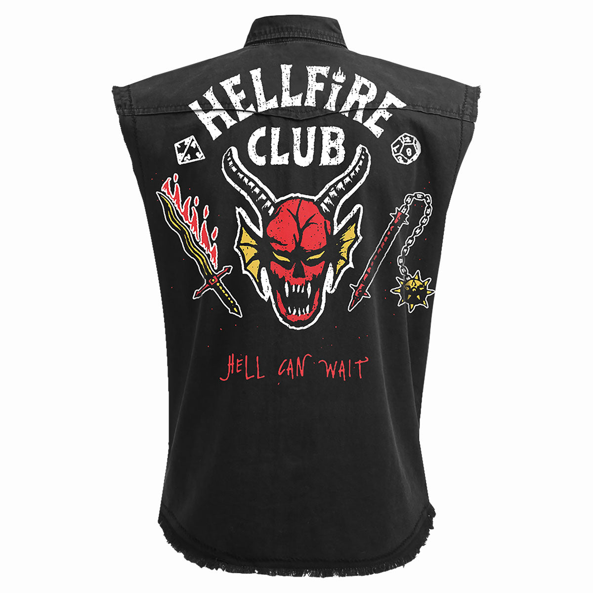 Hell Fire Club gothic  Sleeveless Stone Washed Worker Shirt in Black by Spiral Clothing 