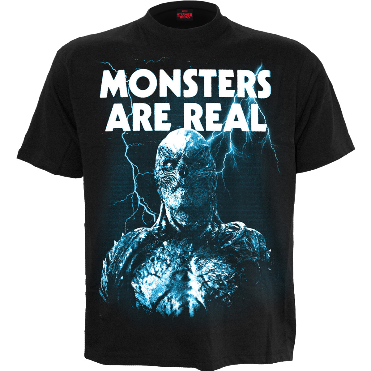 Monsters Are Real gothic Men's Front Print T-Shirt in Black by Spiral Clothing - Front view