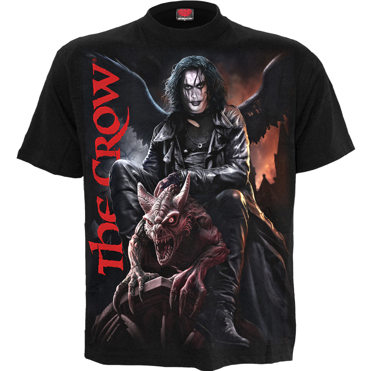 The Crow - Gargoyle gothic Front Print T-Shirt in Black by Spiral Clothing 