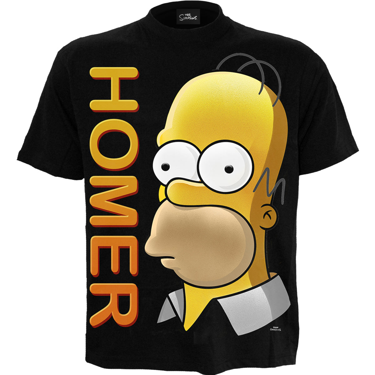The Simpsons - Homer Portrait gothic Men's Front Print T-Shirt in Black by Spiral Clothing - Front view