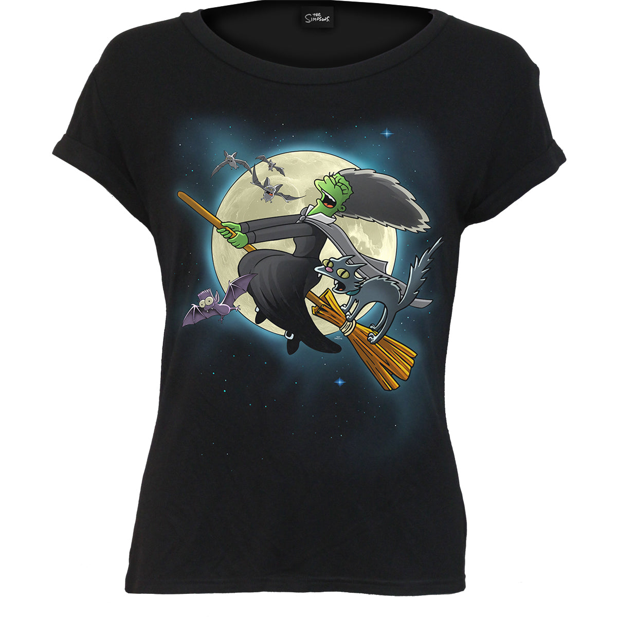 The Simpsons - Marge Witch gothic Boat Neck Cap Sleeve Top in Black by Spiral Clothing 