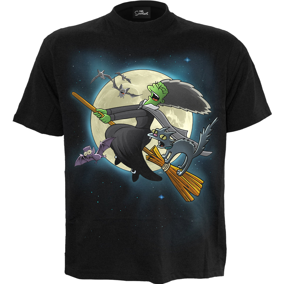 The Simpsons - Marge Witch gothic Men's Front Print T-Shirt in Black by Spiral Clothing - Front view