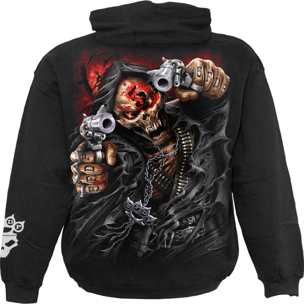 Back view of 5FDP - Assassin gothic  Hoody in Black by Spiral Clothing