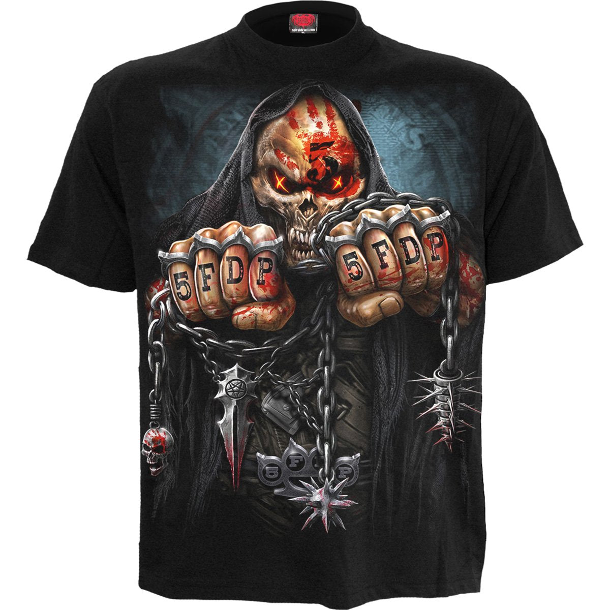 Back view of 5FDP -Game Over gothic  Licensed Band T-Shirt in Black by Spiral Clothing