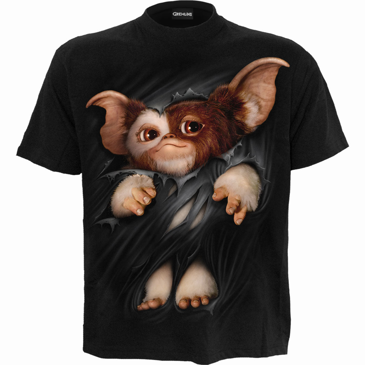 Gremlins - Gizmo gothic Front Print T-Shirt in Black by Spiral Clothing 