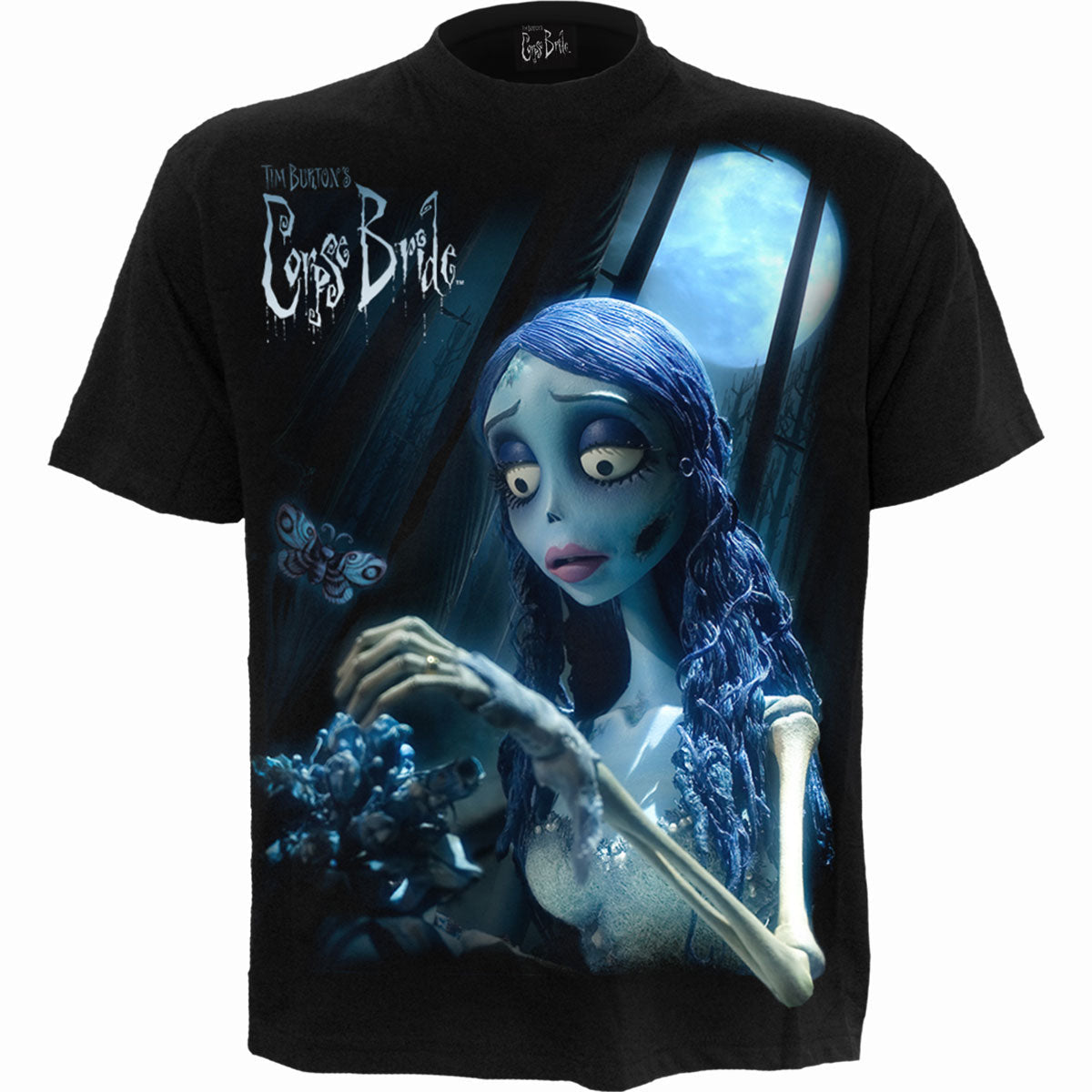 Corpse Bride - Glow In The Dark gothic Women's Front Print T-Shirt in Black by Spiral Clothing 