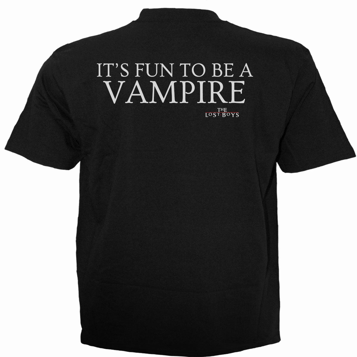 Back view of The Lost Boys - Never Die gothic  T-Shirt in Black by Spiral Clothing