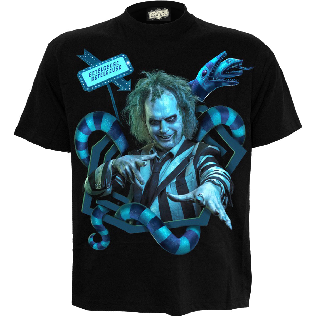 Beetlejuice 2 Sandworm Portal gothic Front Print T-Shirt in Black by Spiral Clothing 