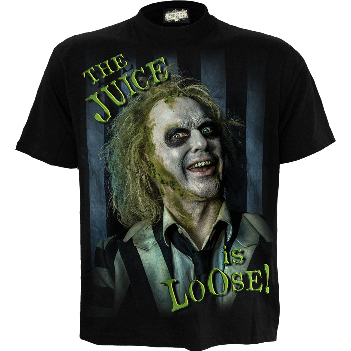 Beetlejuice 2 - Juice Is Loose gothic Front Print T-Shirt in Black by Spiral Clothing 