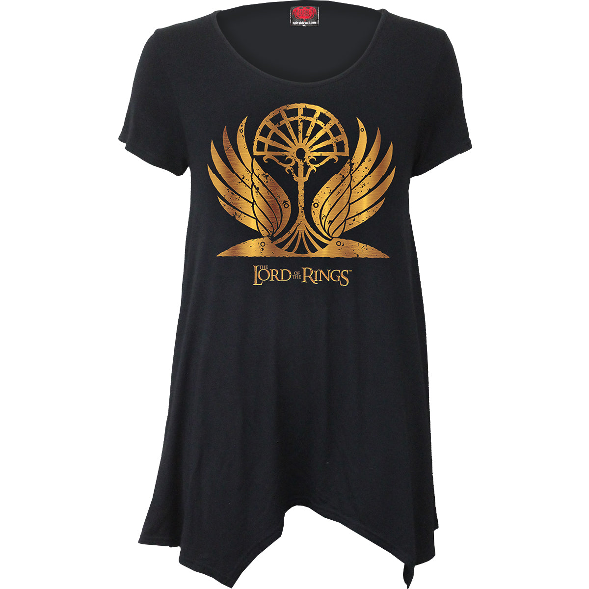 LOTR Golden Wings gothic Women's Smock - Tunic Casual Top in Black by Spiral Clothing - Front view