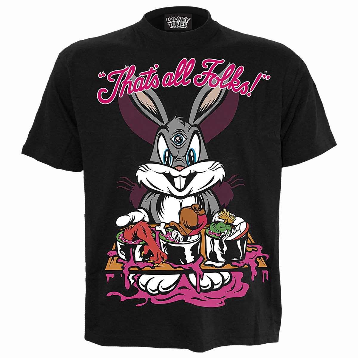 Bugs - Evil Bunny gothic Men's Front Print T-Shirt in Black by Spiral Clothing - Front view