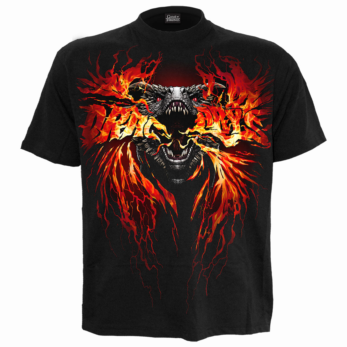 GOT - Fire And Blood gothic T-Shirt in Black by Spiral Clothing 