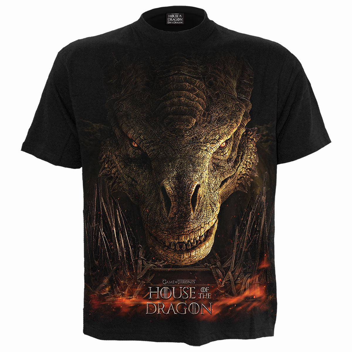 HOD - Dragon Throne gothic Front Print T-Shirt in Black by Spiral Clothing 