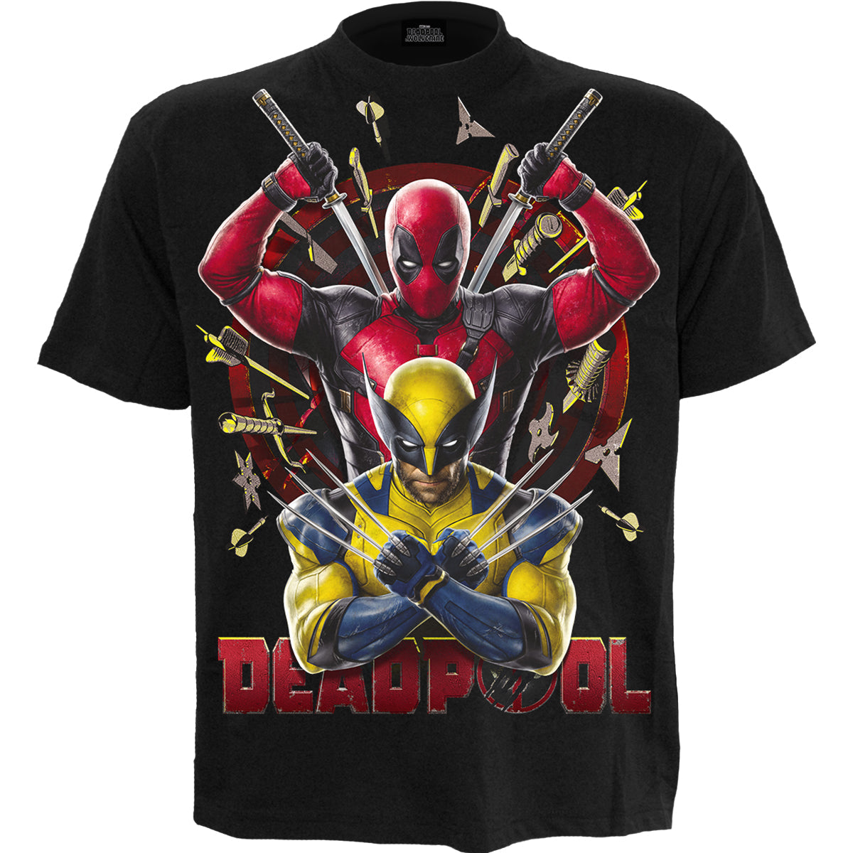 Deadpool - Wolverine Bullseye gothic Men's T-Shirt in Black by Spiral Clothing 