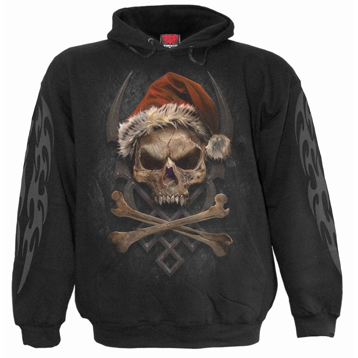 Rock Santa gothic Men's Hoody in Black by Spiral Clothing 