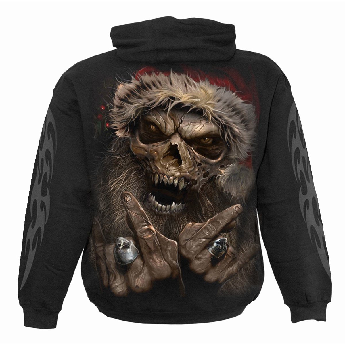 Rock Santa gothic  Hoody in Black by Spiral Clothing 