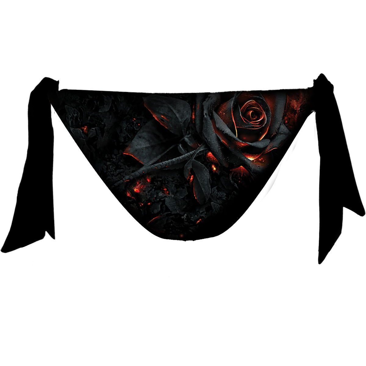 Burnt Rose gothic  Allover Flapover Bikini Swimsuit in Black by Spiral Clothing 
