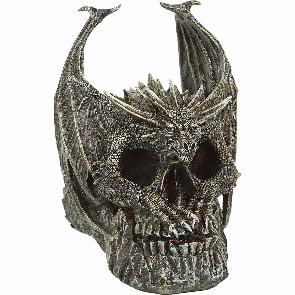 Draco Skull gothic  Desk Top Sculpture in Black by Spiral Clothing - Front view