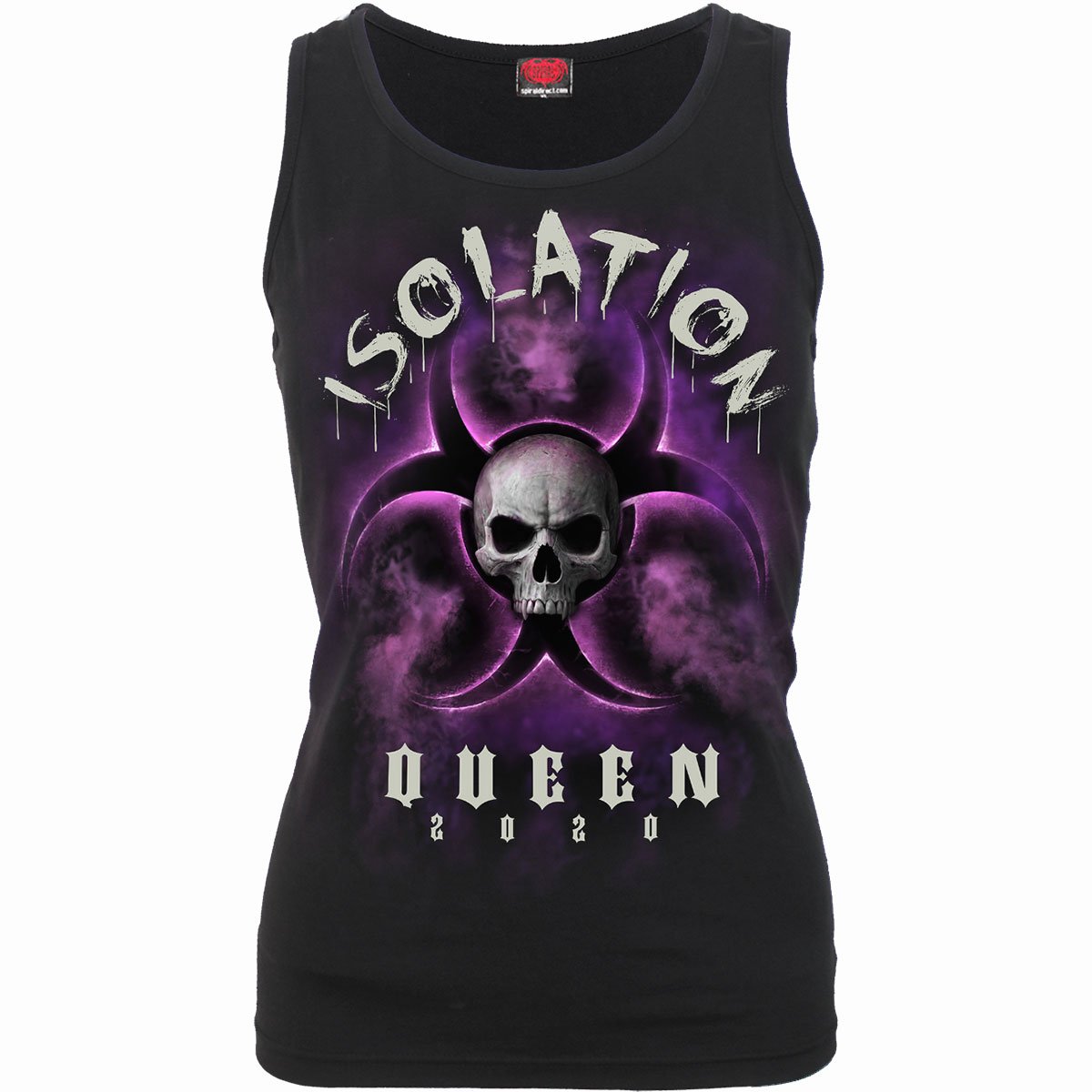 Isolation Queen gothic Women's Razor Back Top in Black by Spiral Clothing - Front view
