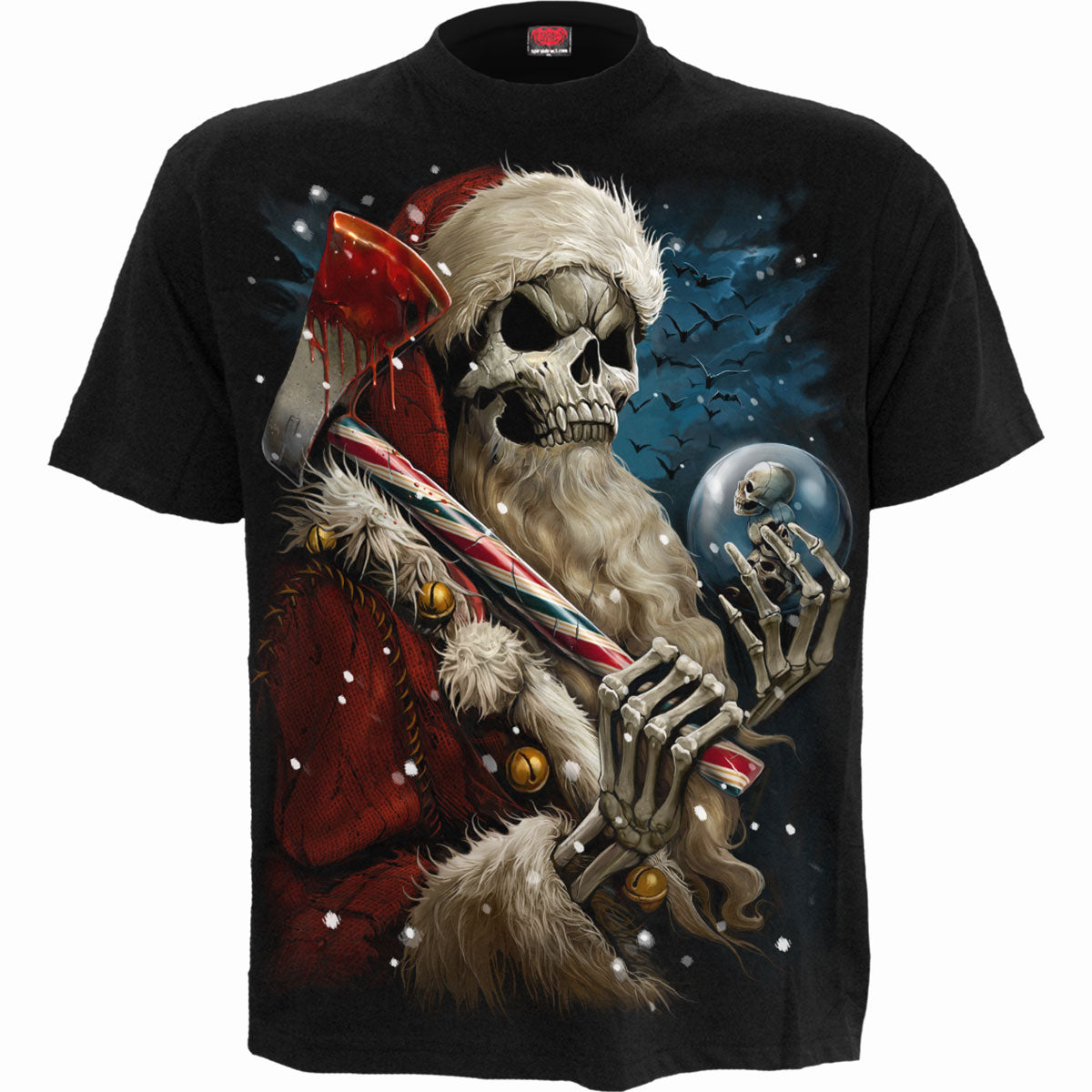 Candy Cane Santa gothic Men's T-Shirt in Black by Spiral Clothing 