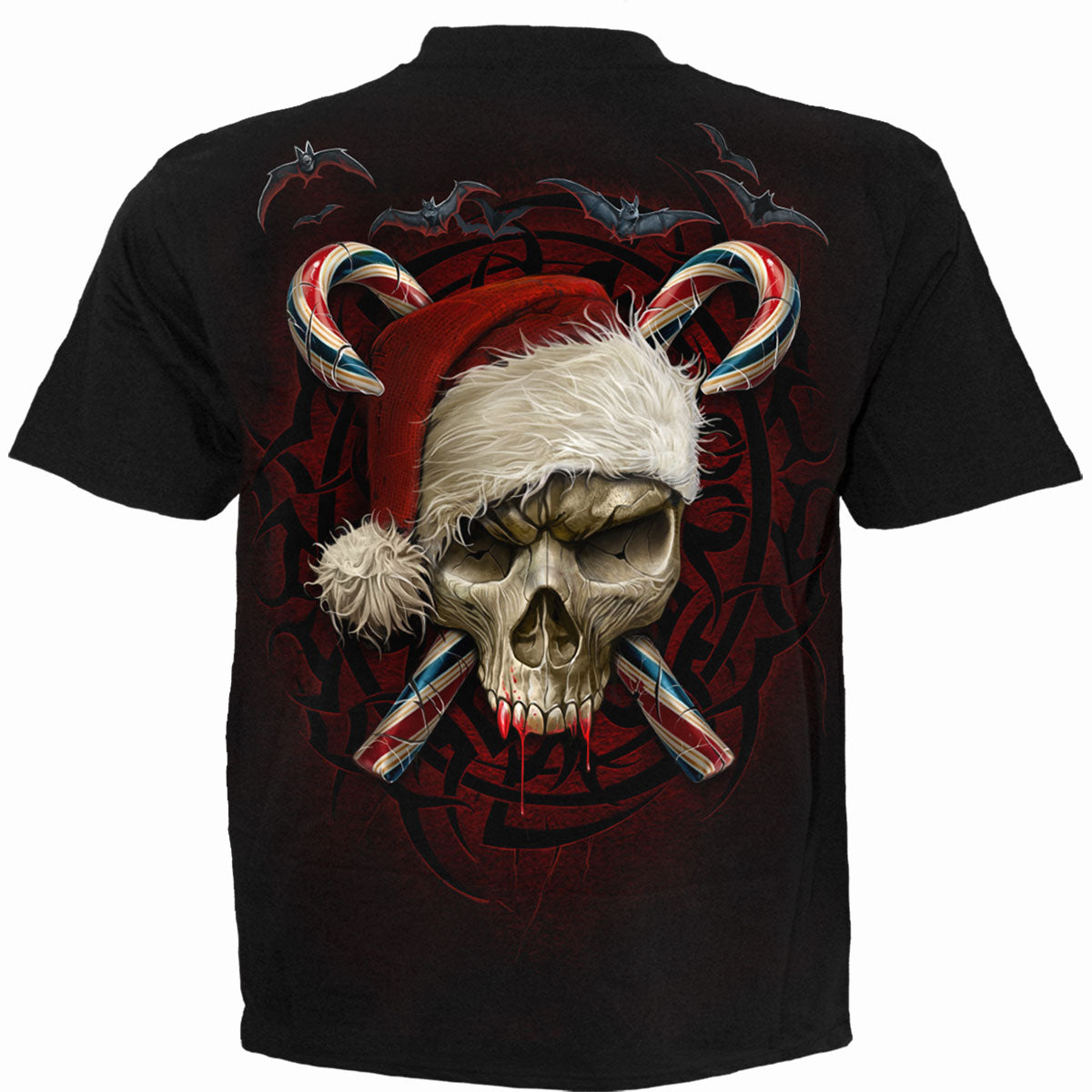 Candy Cane Santa gothic  T-Shirt in Black by Spiral Clothing 