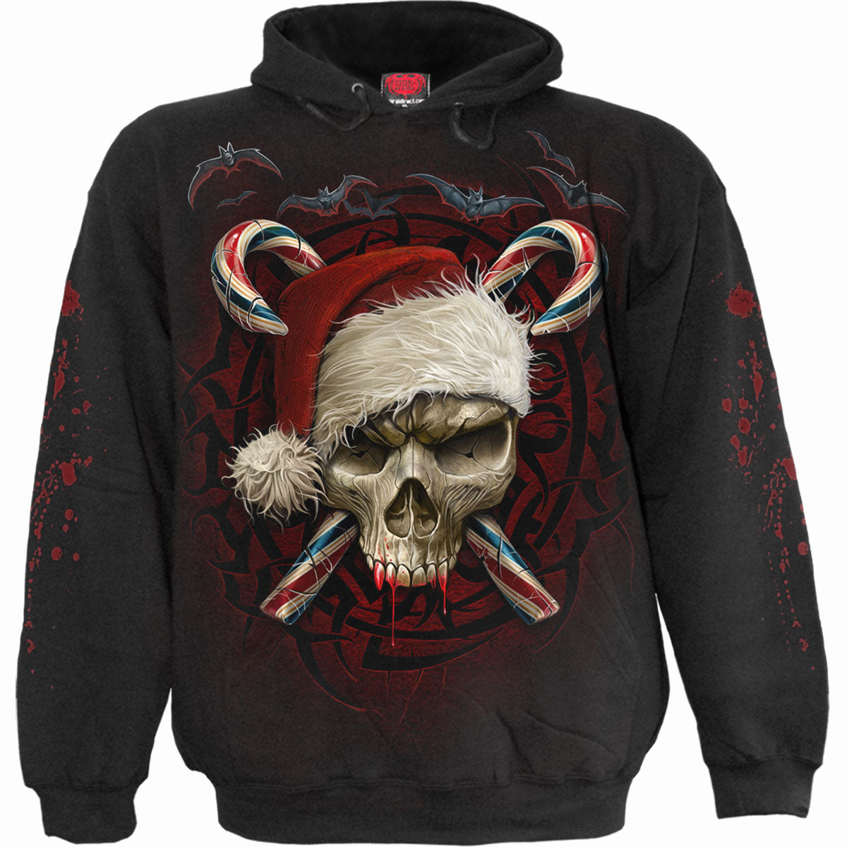 Candy Cane Santa gothic Men's Hoody in Black by Spiral Clothing 