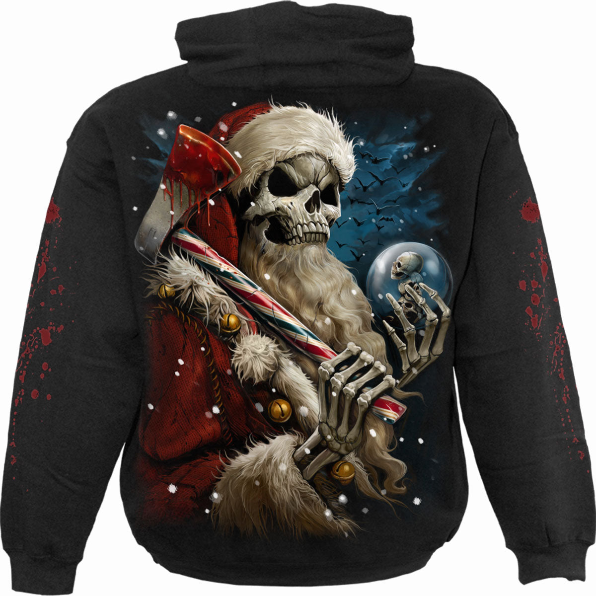 Candy Cane Santa gothic  Hoody in Black by Spiral Clothing 