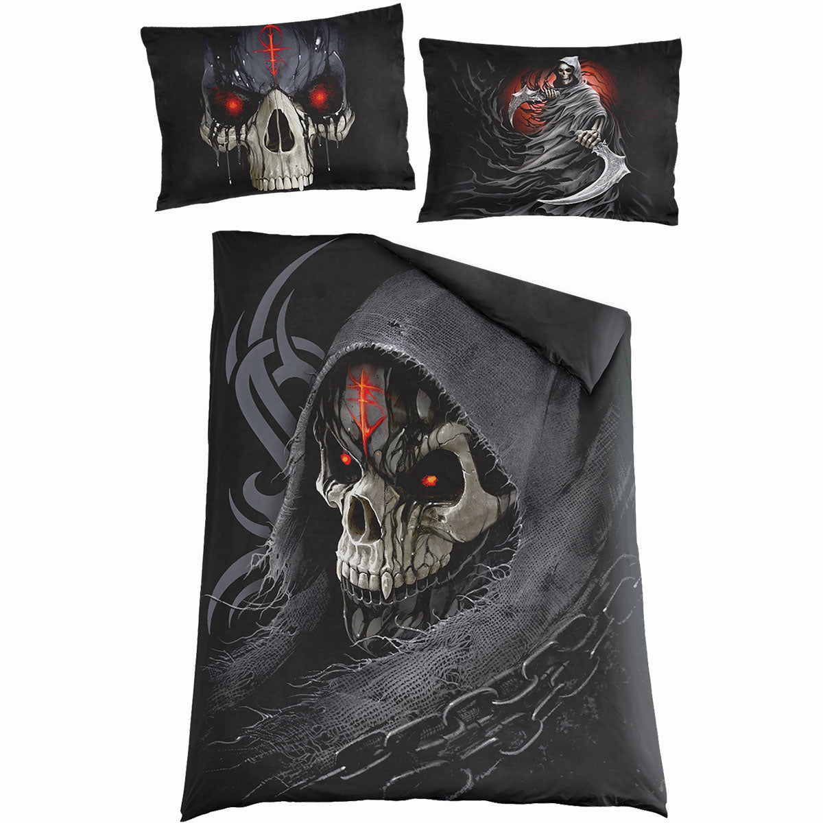 Dark Death gothic  Single Duvet Cover + UK And EU Pillow case in Black by Spiral Clothing 