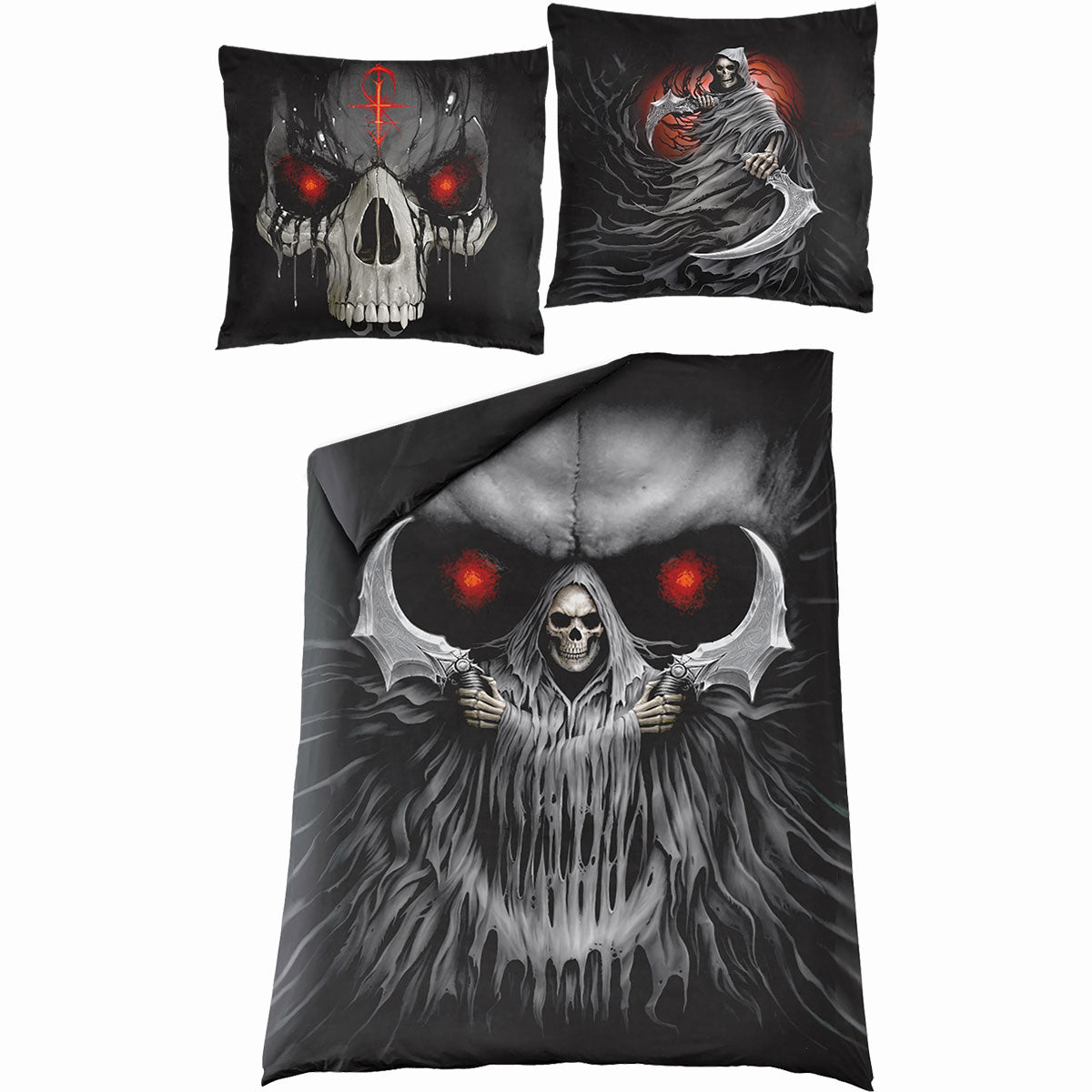 Dark Death gothic  Single Duvet Cover + UK And EU Pillow case in Black by Spiral Clothing 