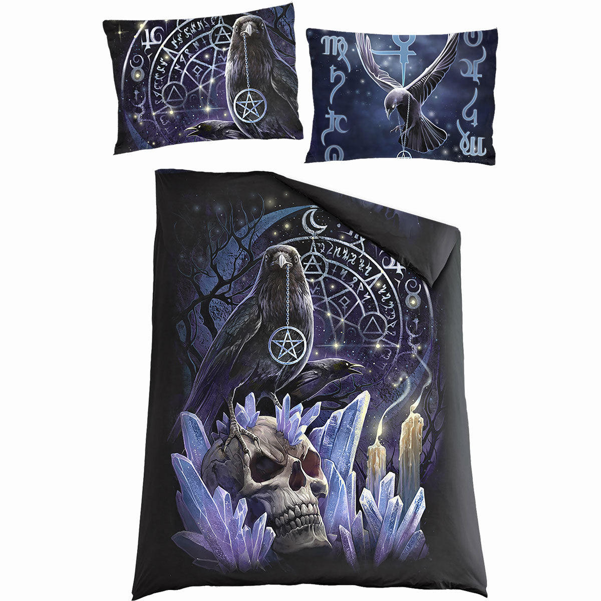 Witchcraft gothic  Single Cotton Duvet Cover + UK And EU Pillow case in Black by Spiral Clothing 