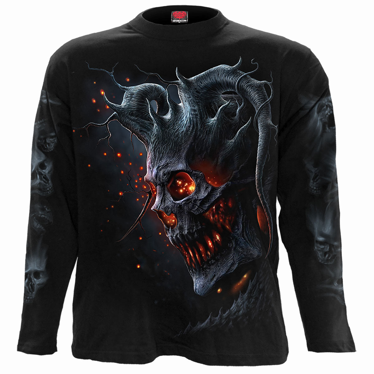 Death Embers gothic Men's Longsleeve T-Shirt in Black by Spiral Clothing - Front view