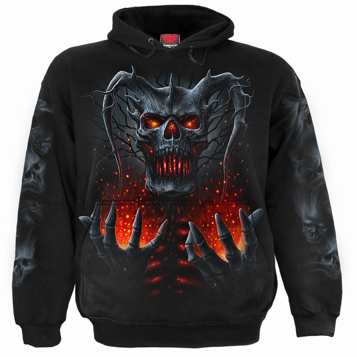 Death Embers gothic Men's Hoody in Black by Spiral Clothing 