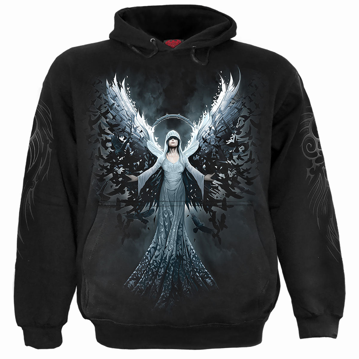 Ethereal Angel gothic Men's Hoody in Black by Spiral Clothing - Front view