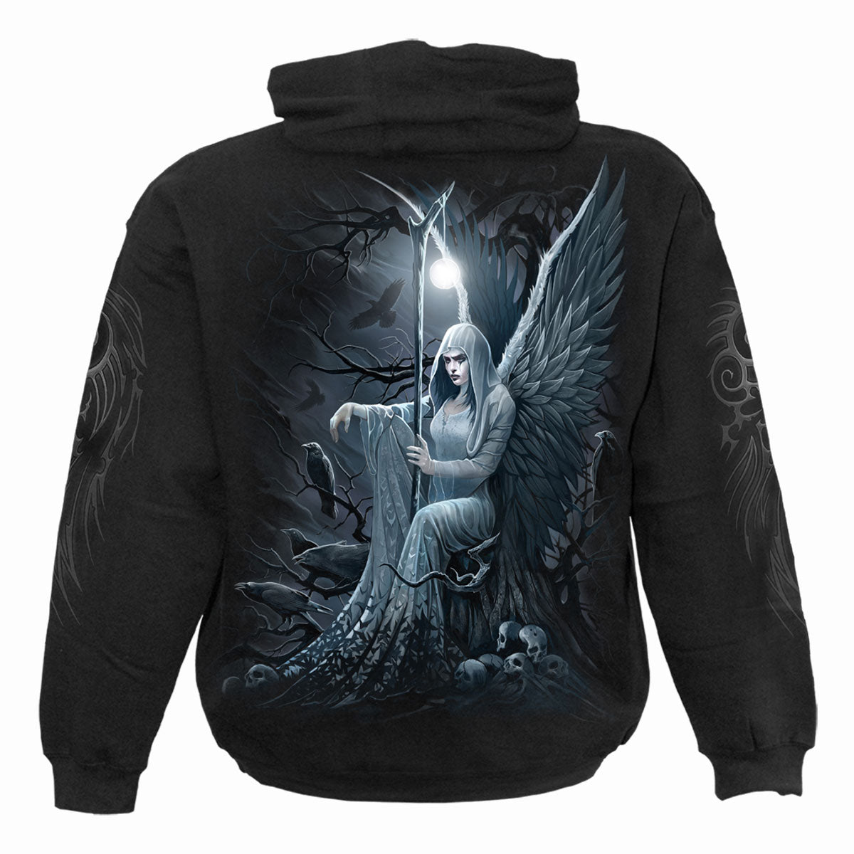 Back view of Ethereal Angel gothic  Hoody in Black by Spiral Clothing