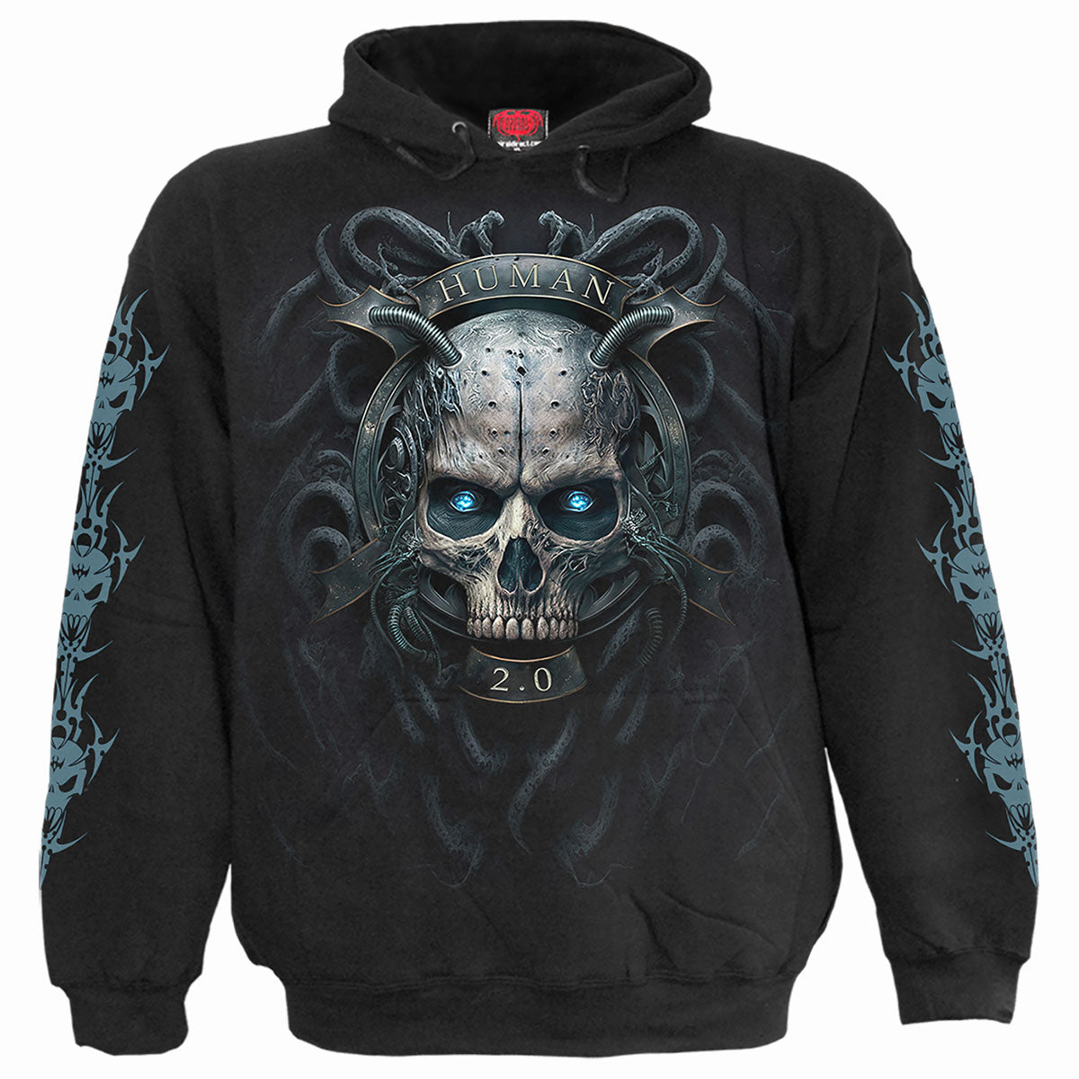 Human 2.0 gothic Men's Hoody in Black by Spiral Clothing 
