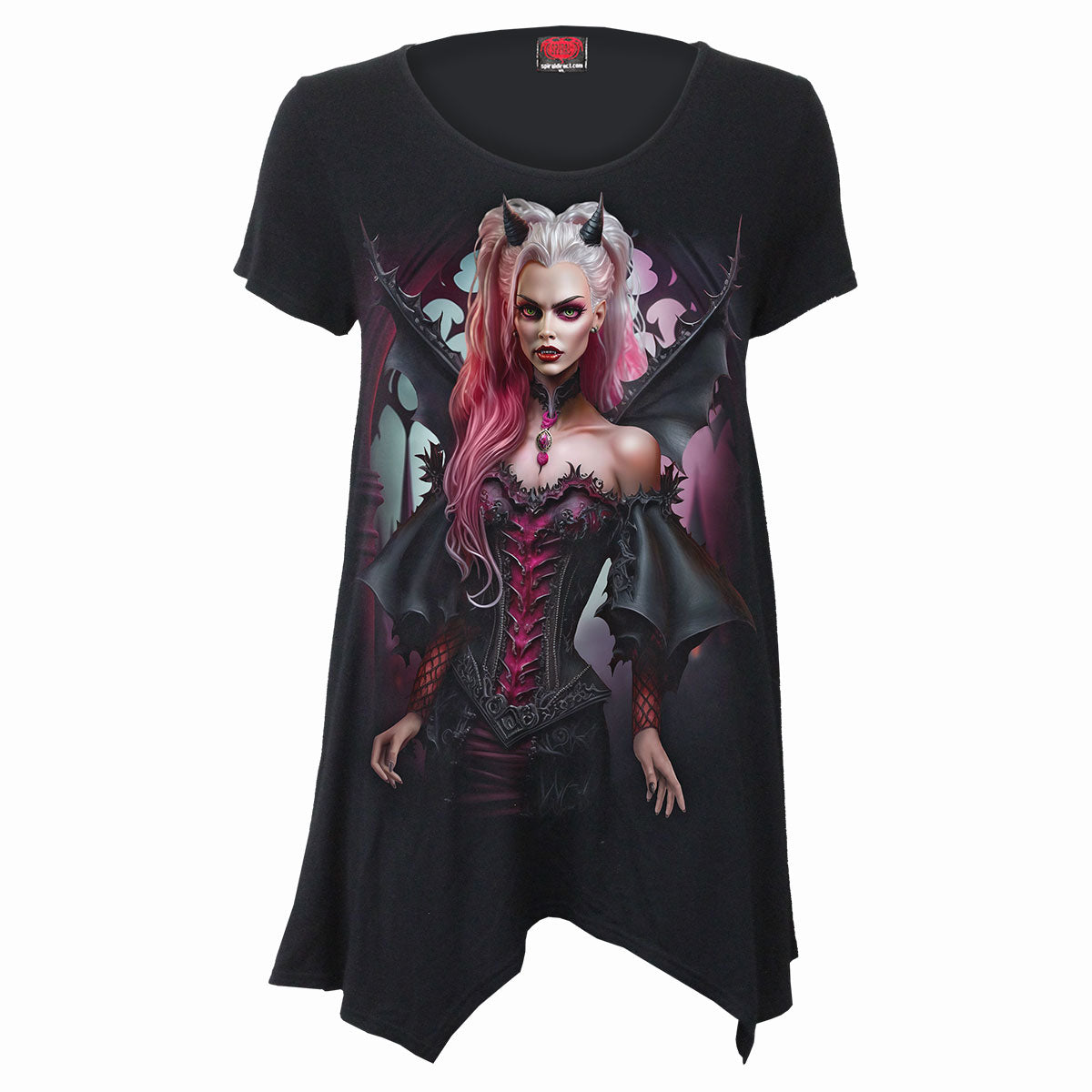 The Antibarb gothic Women's Smock - Tunic Casual Top in Black by Spiral Clothing - Front view