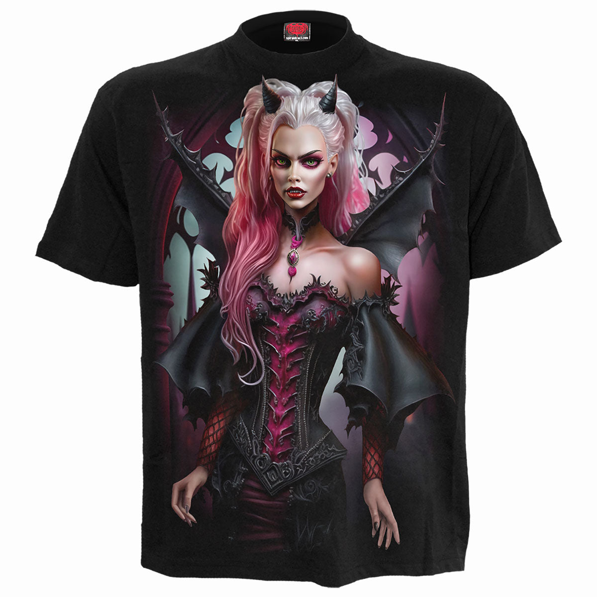 The Antibarb gothic Men's Front Print T-Shirt in Black by Spiral Clothing - Front view