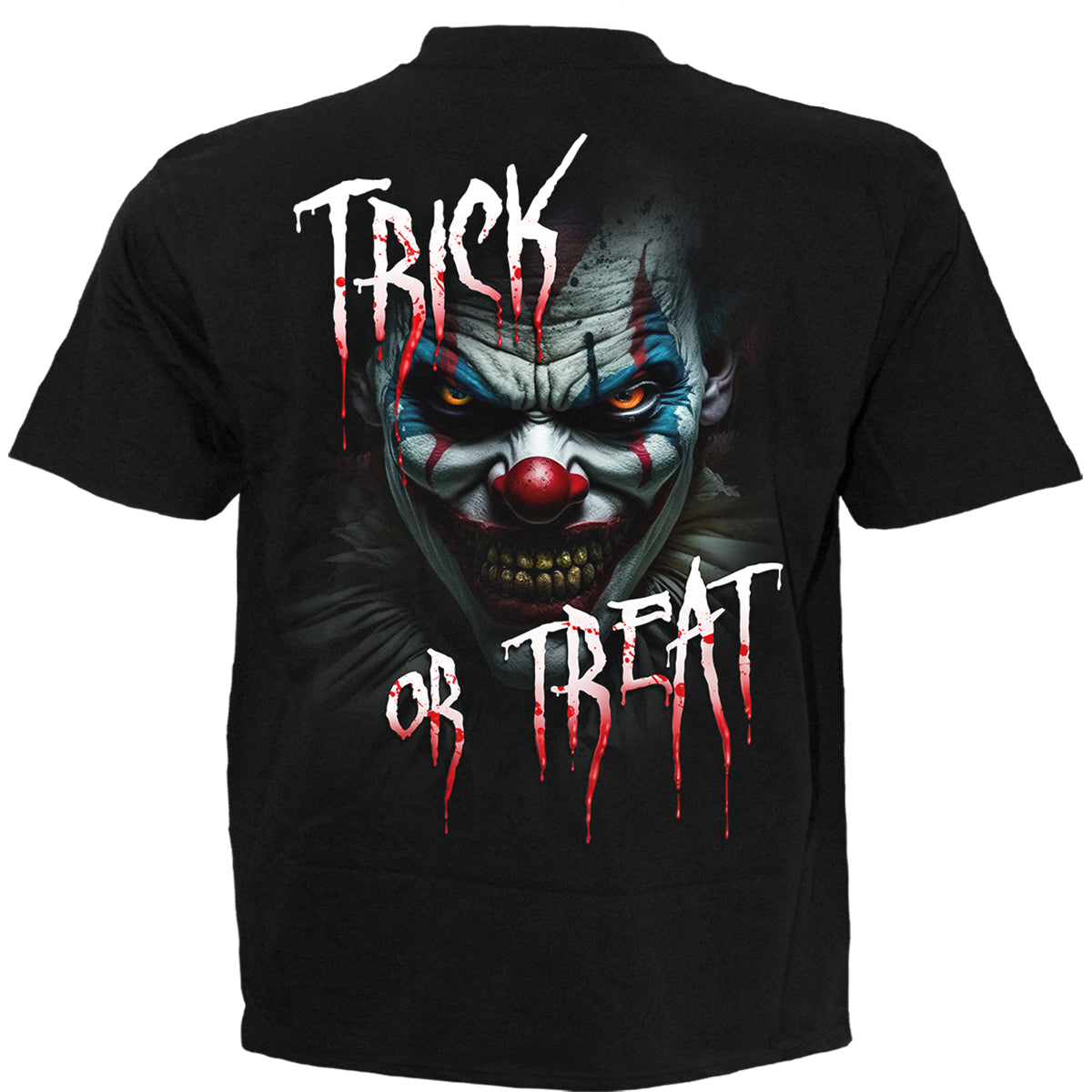 Back view of Trick Or Treat gothic  T-Shirt in Black by Spiral Clothing