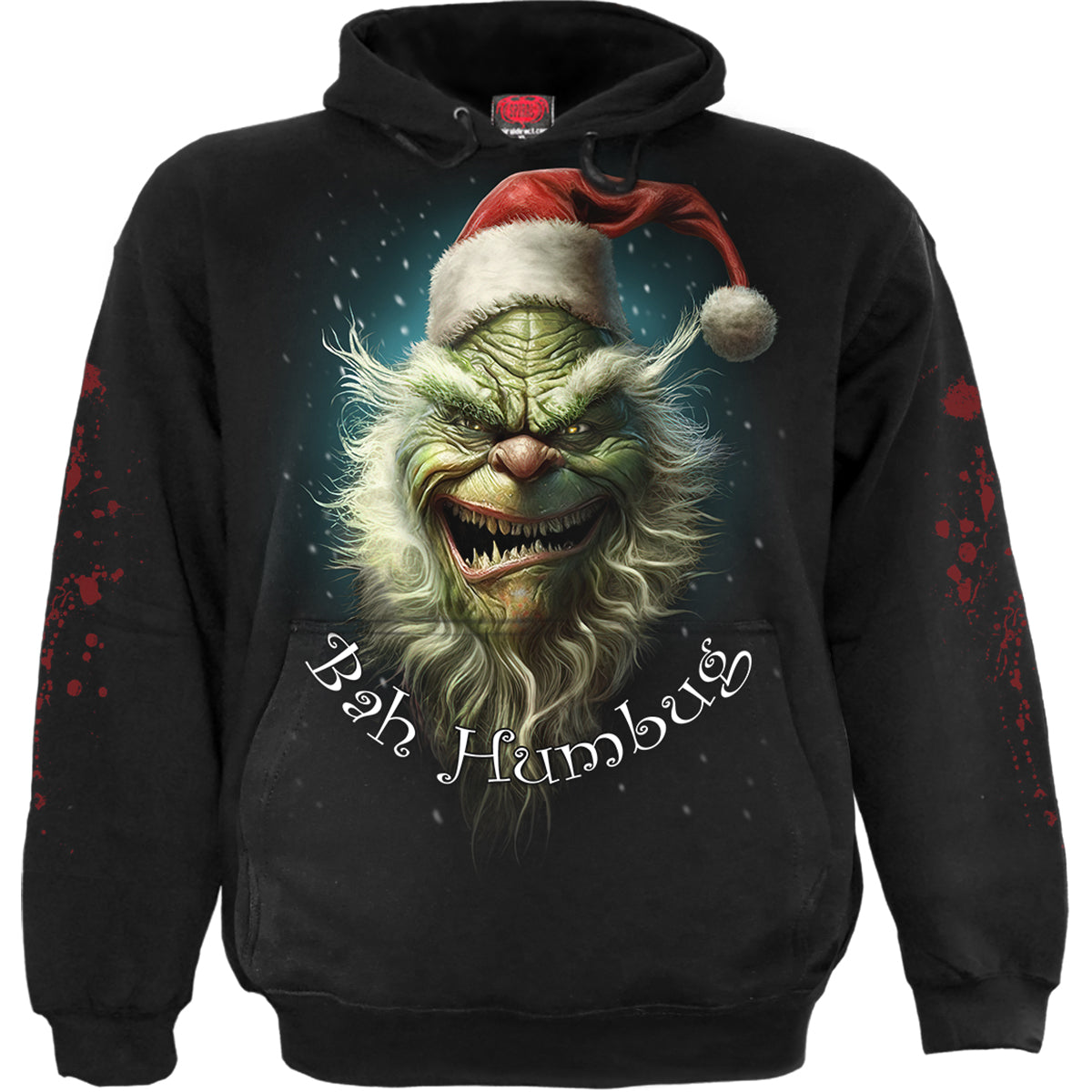 Bah Humbug gothic Men's Hoody in Black by Spiral Clothing - Front view
