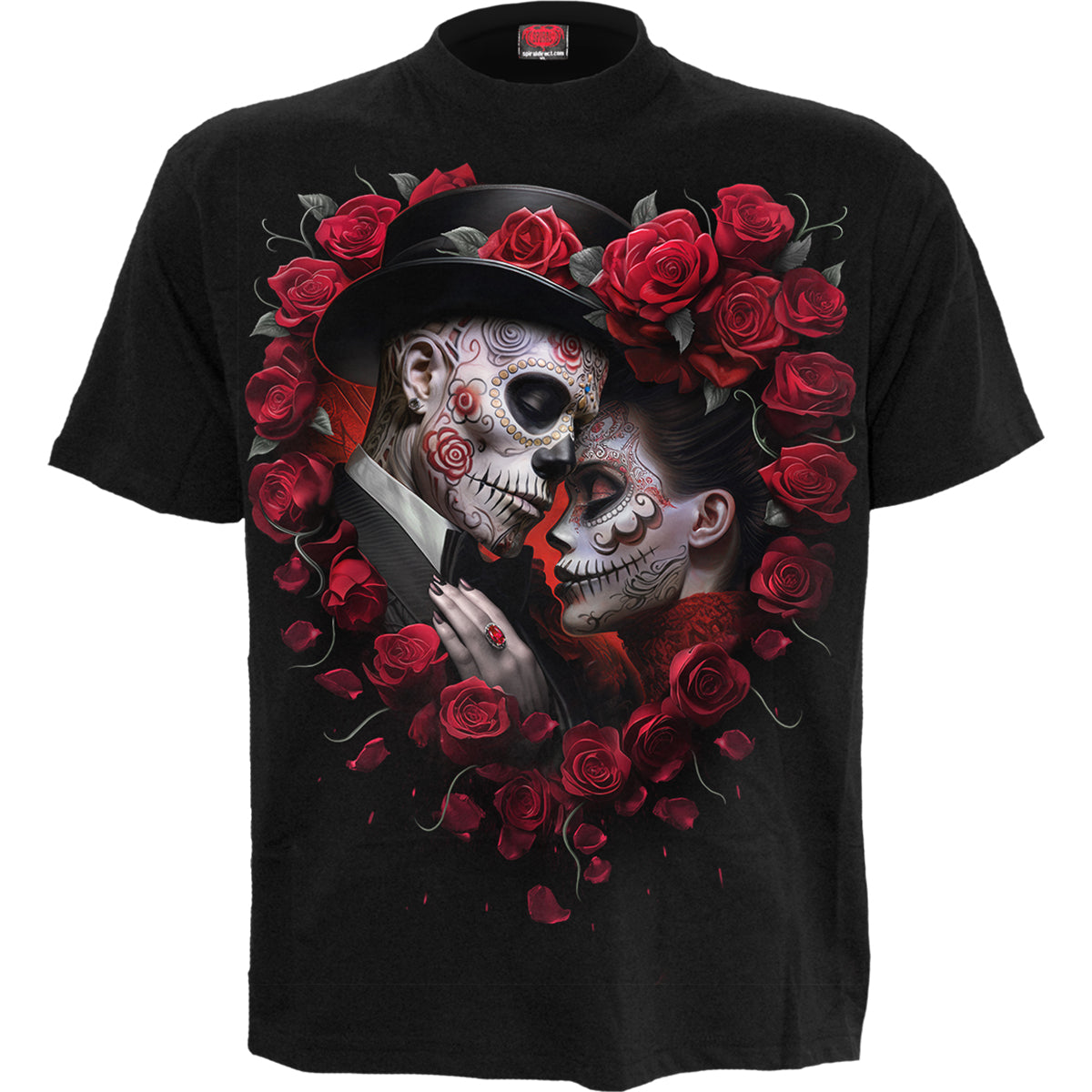 Be Mine gothic Men's Front Print T-Shirt in Black by Spiral Clothing - Front view