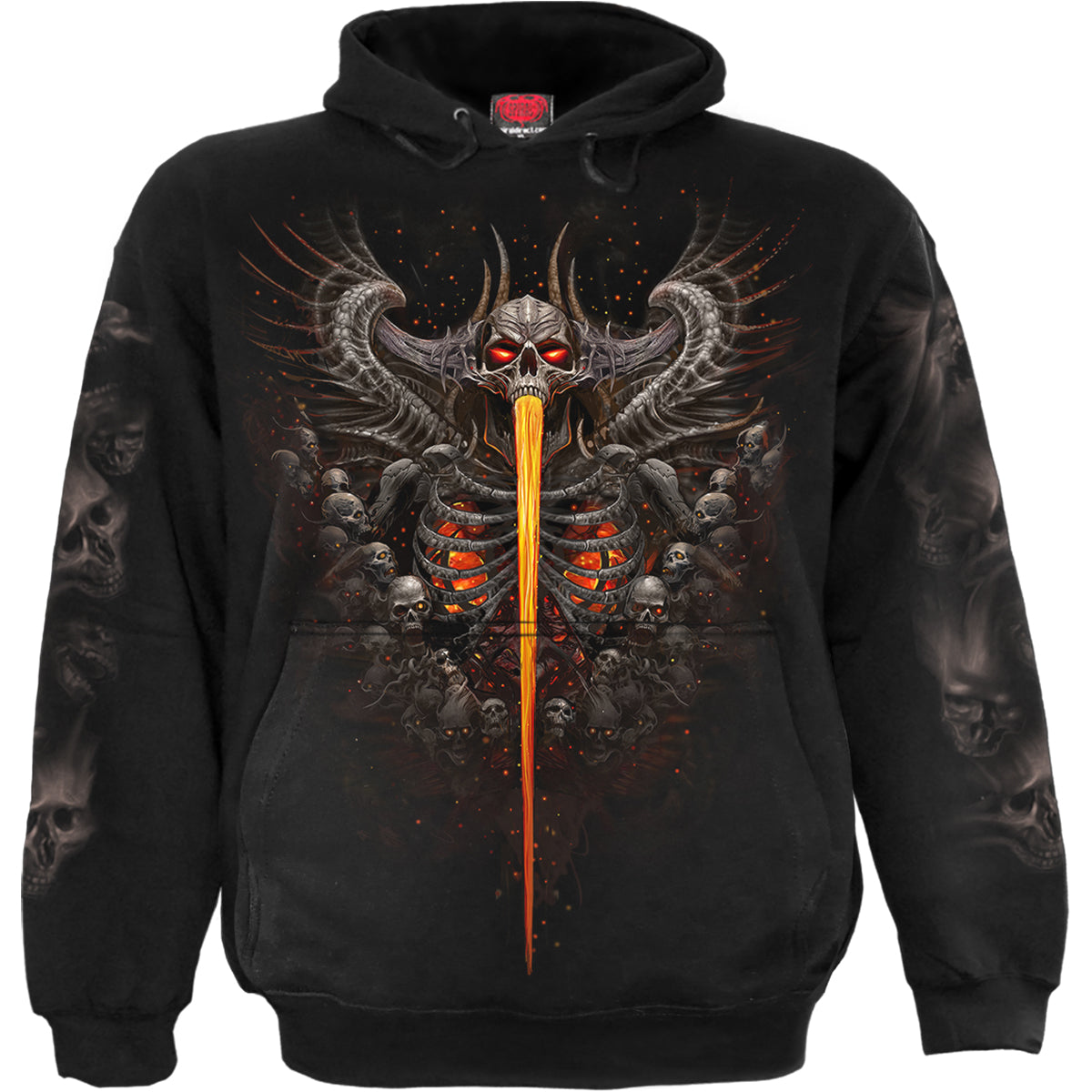 Gates Of Hell gothic Men's Hoody in Black by Spiral Clothing - Front view