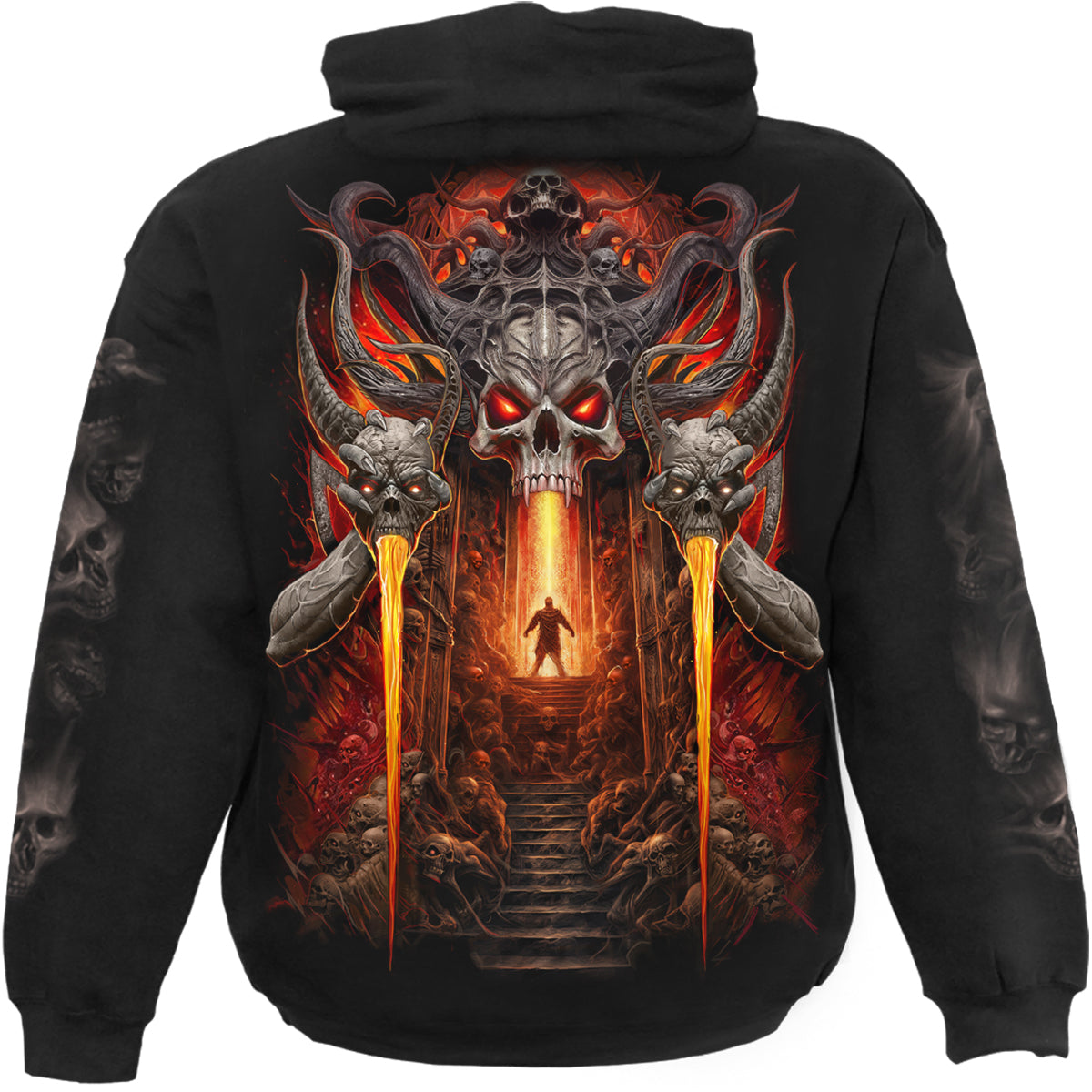 Back view of Gates Of Hell gothic  Hoody in Black by Spiral Clothing