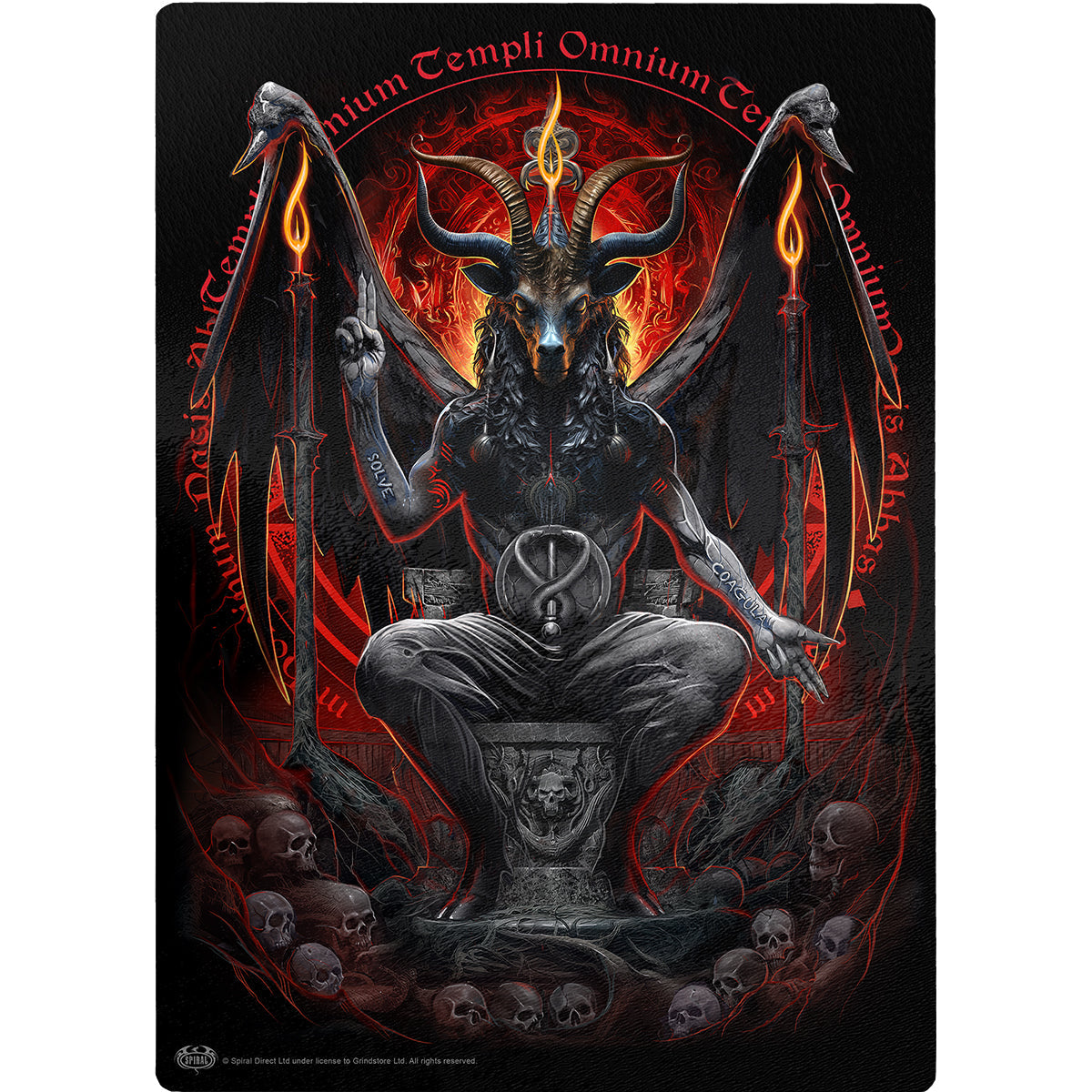 Baphomet gothic  Glass Chopping Board (Rectangular) in Black by Spiral Clothing 