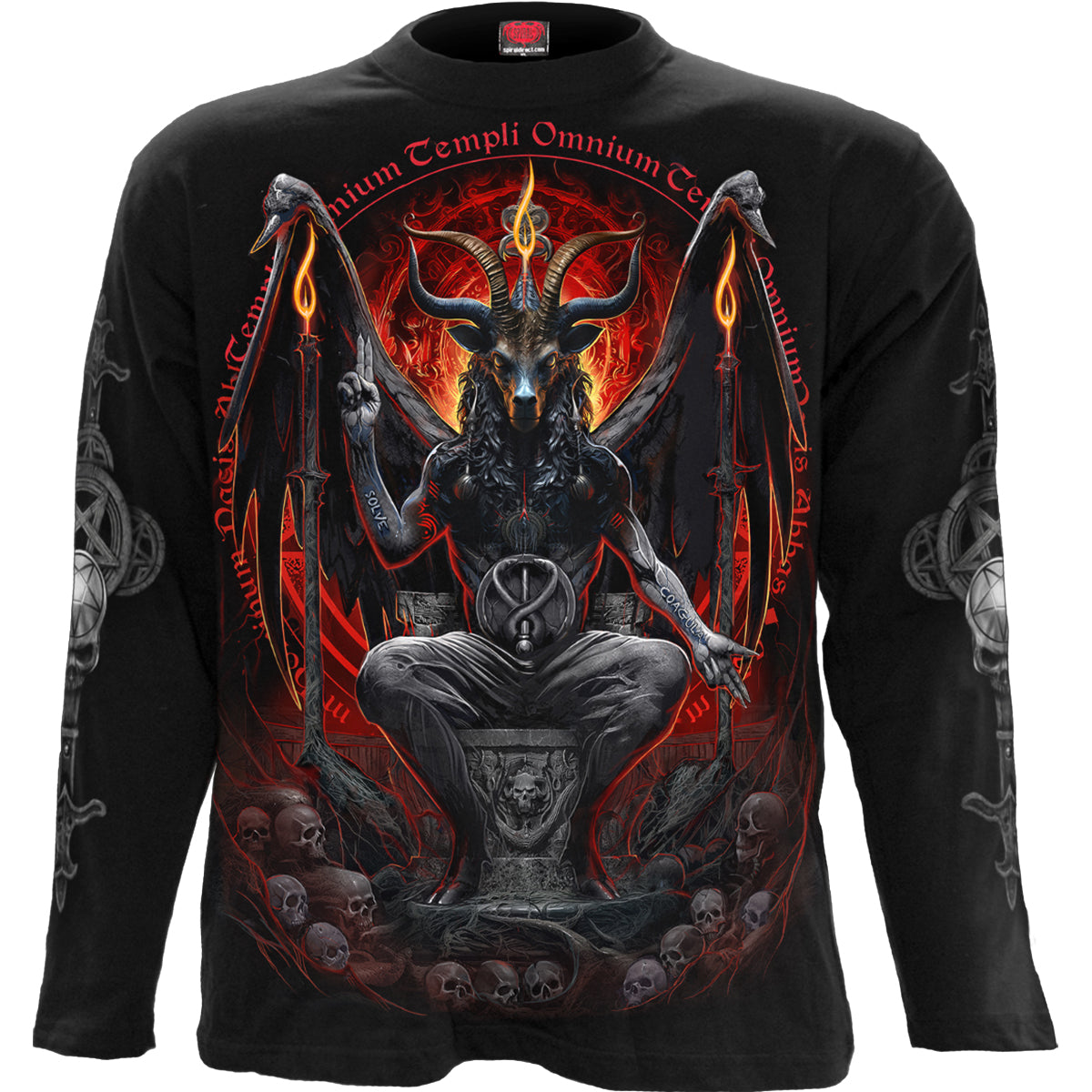 Baphomet gothic Men's Longsleeve T-Shirt in Black by Spiral Clothing - Front view