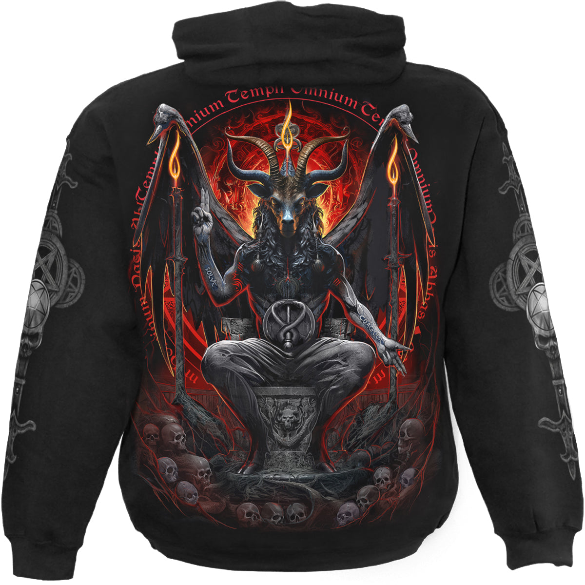 Back view of Baphomet gothic  Hoody in Black by Spiral Clothing