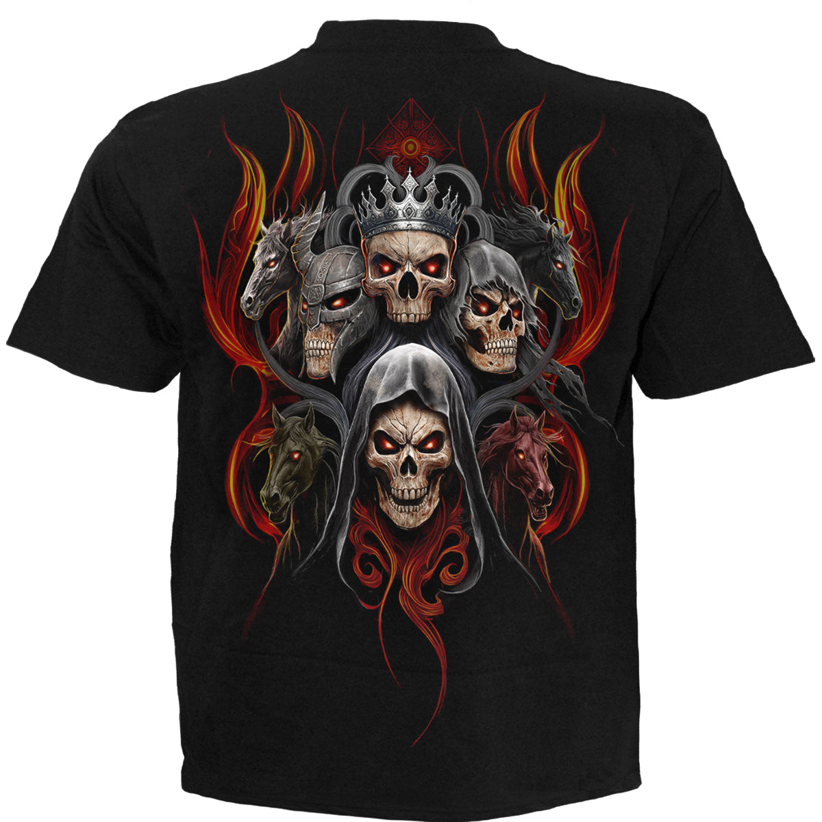 Back view of Revelation gothic  T-Shirt in Black by Spiral Clothing