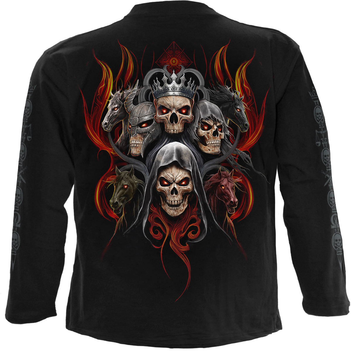 Back view of Revelation gothic  Longsleeve T-Shirt in Black by Spiral Clothing
