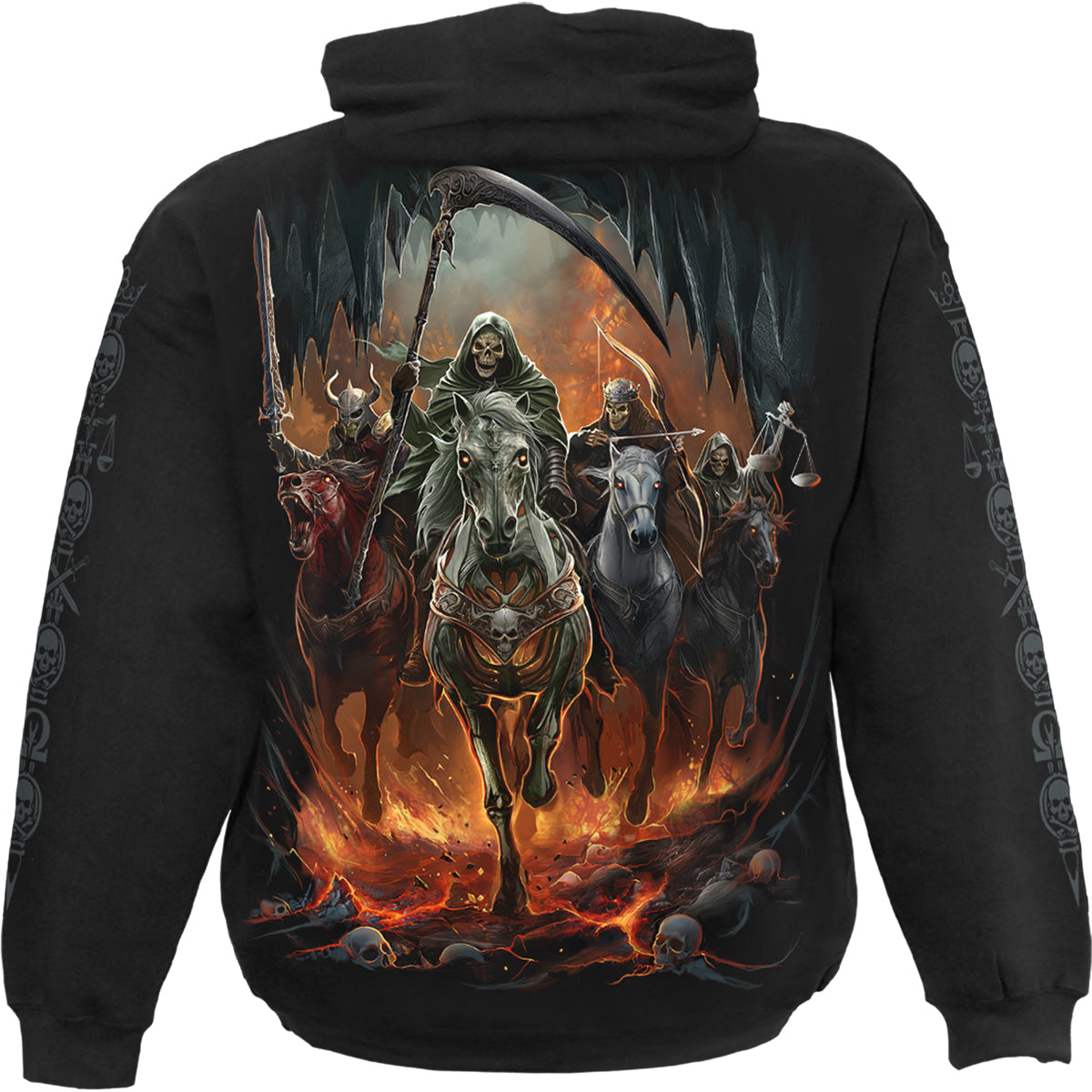 Back view of Revelation gothic  Hoody in Black by Spiral Clothing